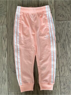 Adidas Peach-Pink Elastic Waist Track Pants with Drawstring